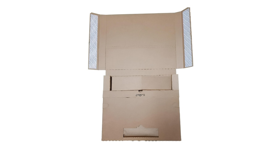 An empty The UPS Store box with suspension for electronics