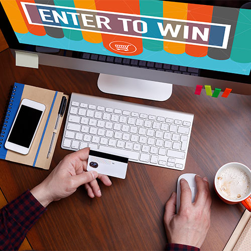 Computer screen with Enter to Win text